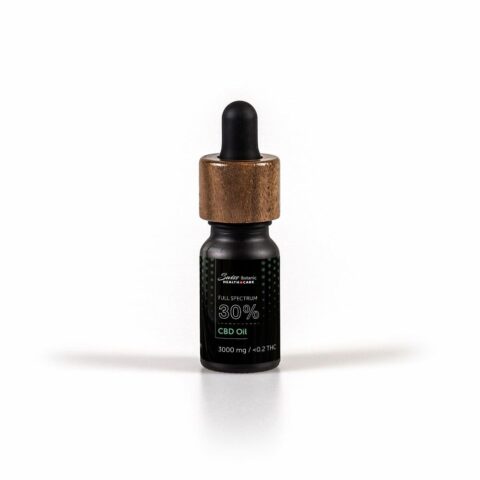 A bottle of cbd 30% full spectrum oil on a white background available online in france.