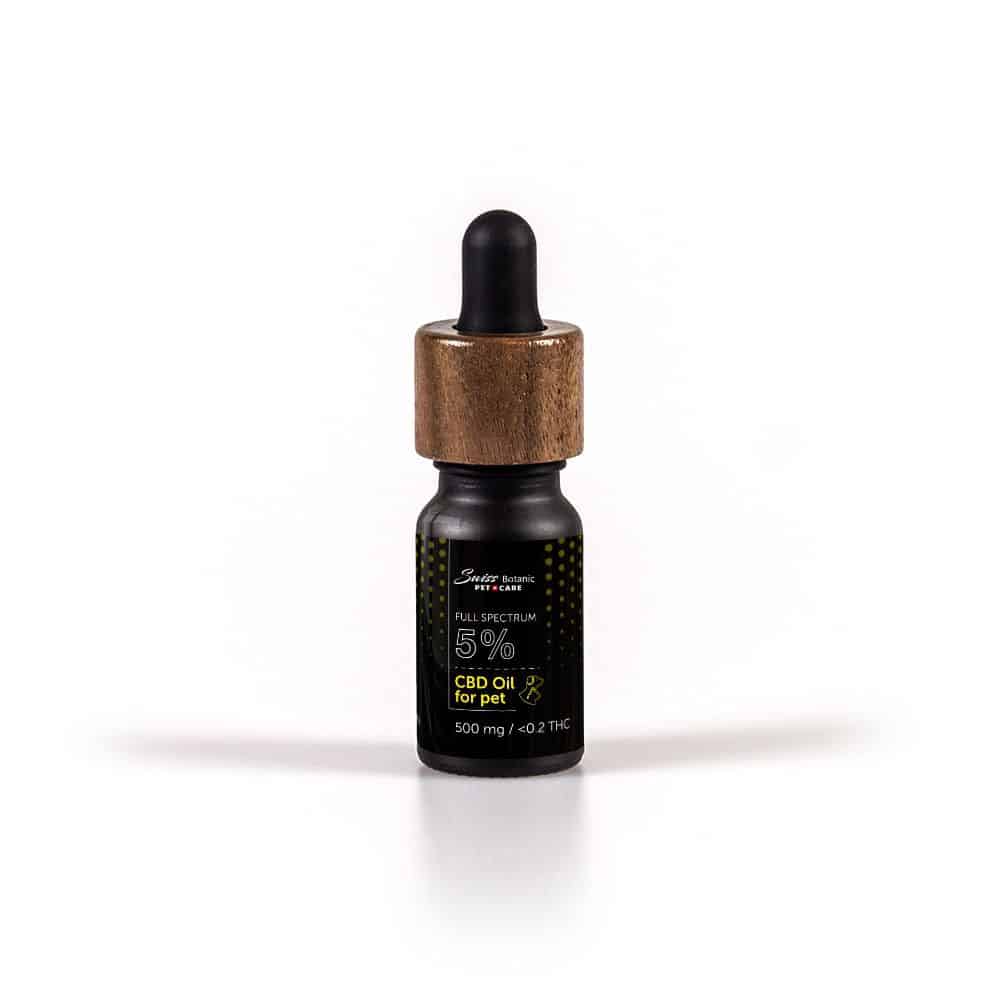A bottle of CBD oil on a white background.