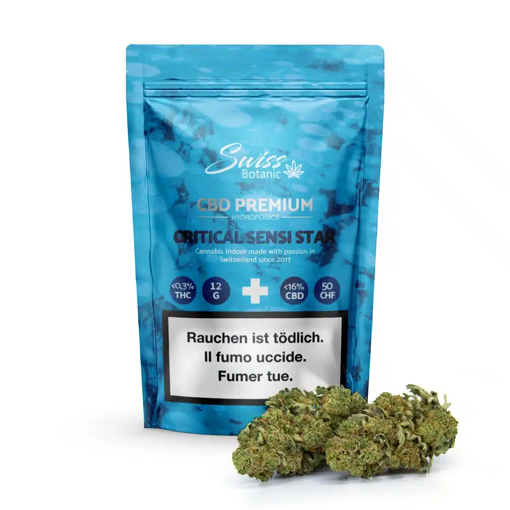 Un sachet de Fleurs de CBD indoor Critical Sensi Star - <0,3% THC.