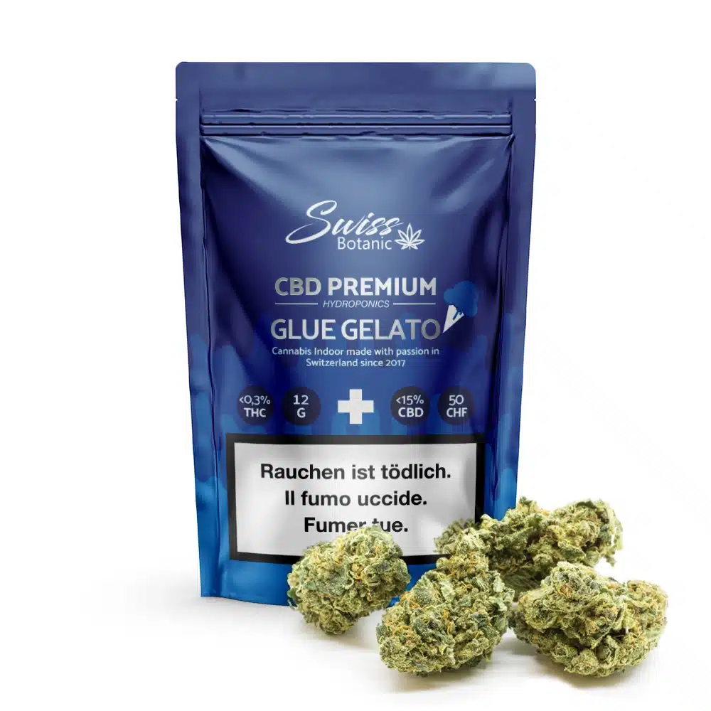 Un sachet de Colle Gelato Fleurs de CBD indoor – <0,3% THC.