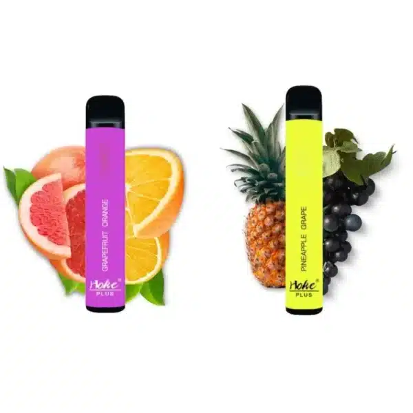 A hoke plus 800 puff 0 or 2% nicotine fruity-tasting e-cigarette with cbd oil in france.