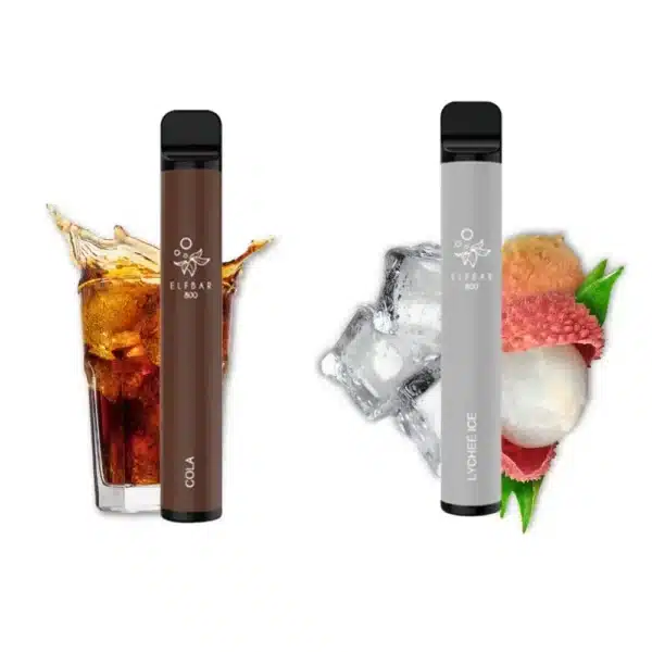 An elfbar 800 puff with ice and a drink on the side, perfect for cbd lovers in france.
