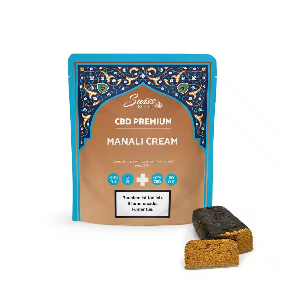 Crema de CBD Manali Hash Premium <0,3% THC en bolsita.