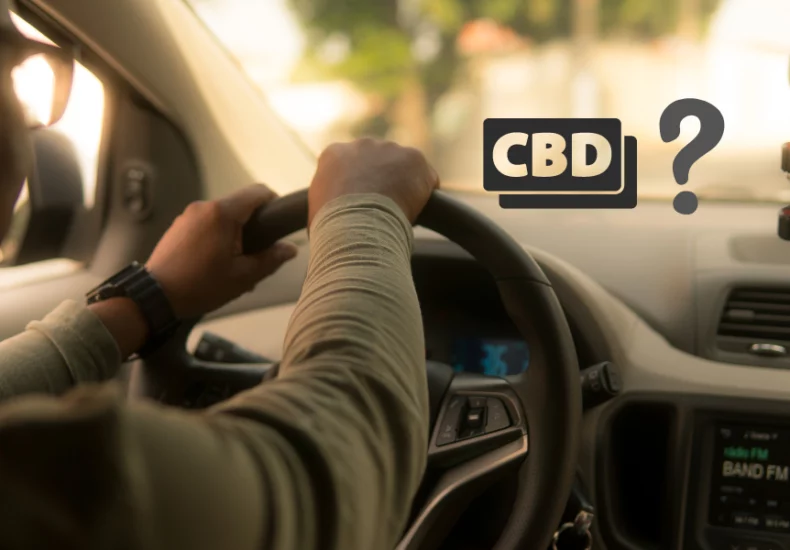 Cbd and driving: what you need to know 4 A man driving a car with a cbd sign on the dashboard.